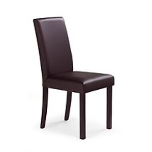 Jídelní židle: HALMAR NIKKO HALMAR - poťahový materiál: eco koža - tmavo-hneda, HALMAR - drevo: orech tmavý