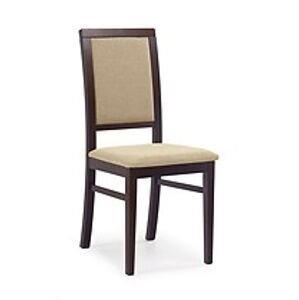 Jídelní židle: HALMAR SYLWEK 1 HALMAR - poťahový materiál: Nábytková látka - torent beige, HALMAR - drevo: orech tmavý