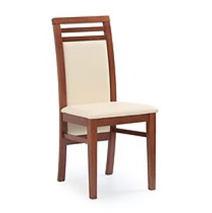 Jídelní židle: HALMAR SYLWEK 4 HALMAR - poťahový materiál: Nábytková látka - torent beige, HALMAR - drevo: orech tmavý