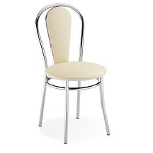 Jídelní židle: HALMAR TULIPAN PLUS HALMAR - poťahový materiál: PVC - V49 hnedá, HALMAR - sklo/kov: chróm