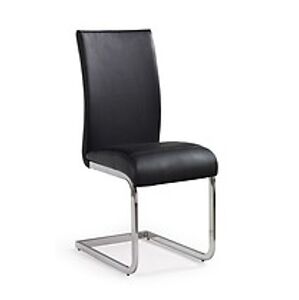 BRW Jídelní židle: K109 HALMAR - poťahový materiál: eco koža - čierna, HALMAR - sklo/kov: chróm