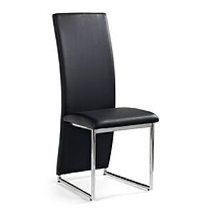 BRW Jídelní židle: K112 HALMAR - poťahový materiál: eco koža - čierna, HALMAR - sklo/kov: chróm