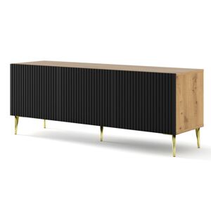 ARTBm Tv stolek RAVENNA B 3D 150 | dub artisan / černý matný Provedení: Dub artisan / čierny mat  / zlaté nohy