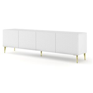 ARTBm Tv stolek RAVENNA C 4D 200 | bílý lesklý Provedení: Biela / biely lesk / zlaté nohy