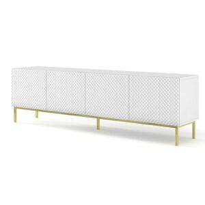 ARTBm Tv stolek RAVENNA C 4D 200 | bílý lesklý Provedení: Biela / biely lesk / zlatá podnož
