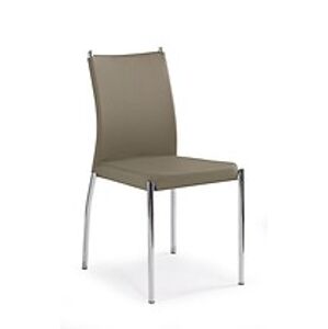 BRW Jídelní židle: K120 HALMAR - poťahový materiál: eco koža - béžova, HALMAR - sklo/kov: chróm
