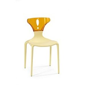 BRW Jídelní židle: K126 HALMAR - plast, polypropylen, polycarbonat: krémovo pomarančovy