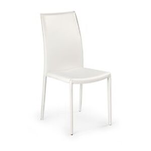 BRW Jídelní židle: K128 HALMAR - poťahový materiál: Nábytková látka - biela, HALMAR - sklo/kov: biela