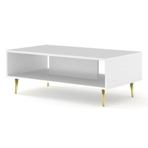 ARTBm Konferenční stolek RAVENNA C 90 | bílá lesklá Provedení: Biela / biela lesk / zlaté nohy