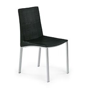 BRW Jídelní židle: K-129 HALMAR - poťahový materiál: PVC - čierna, HALMAR - sklo/kov: siva