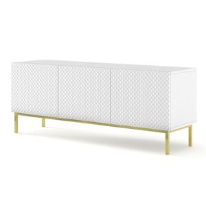 ARTBm TV stolek RAVENNA C 3D 150 | bílá lesklá Provedení: Biela / biely lesk / zlatý rám