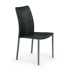 BRW Jídelní židle: K130 HALMAR - poťahový materiál: PVC - čierna, HALMAR - sklo/kov: siva