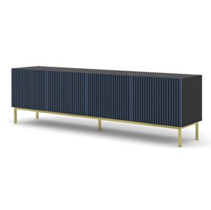 ARTBm TV stolek RAVENNA F 4D 200 | černá matná / modrá Provedení: Čierny mat / modrá / zlatá kovová podnož