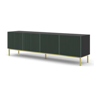 ARTBm TV stolek RAVENNA F 4D 200 | černá matná / zelená Provedení: Čierny mat / zelená / zlatá kovová podnož