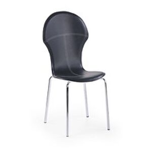 BRW Jídelní židle: K133 HALMAR - poťahový materiál: PVC - bielo-čierna, HALMAR - sklo/kov: chróm