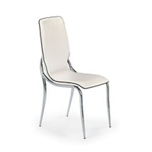 BRW Jídelní židle: K136 HALMAR - poťahový materiál: eco koža - bielo čierna, HALMAR - sklo/kov: chróm