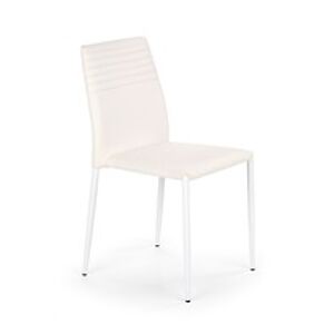 BRW Jídelní židle: K139 HALMAR - poťahový materiál: eco koža - biela, HALMAR - sklo/kov: biela
