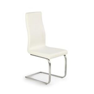 BRW Jídelní židle: K140 HALMAR - poťahový materiál: eco koža - biela, HALMAR - sklo/kov: biela