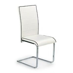 BRW Jídelní židle: K148 HALMAR - poťahový materiál: eco koža - bielo čierna, HALMAR - sklo/kov: chróm