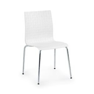 BRW Jídelní židle: K154 HALMAR - sklo/kov: chróm, HALMAR - plast, polypropylen, polycarbonat: kremovy