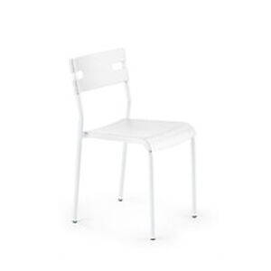 BRW Jídelní židle: K158 HALMAR - sklo/kov: biela, HALMAR - plast, polypropylen, polycarbonat: biely