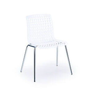 BRW Jídelní židle: K160 HALMAR - sklo/kov: chróm, HALMAR - plast, polypropylen, polycarbonat: biely