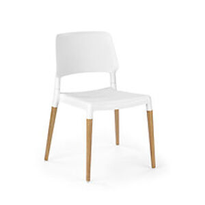 BRW Jídelní židle: K163 HALMAR - drevo: buk, HALMAR - plast, polypropylen, polycarbonat: biely