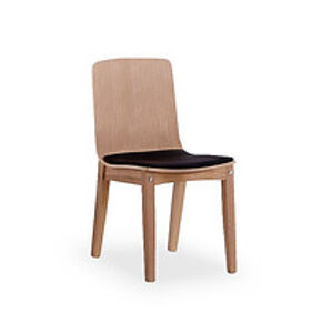 BRW Jídelní židle: K166 HALMAR - poťahový materiál: eco koža - čierna, HALMAR - drevo: dub svetlý