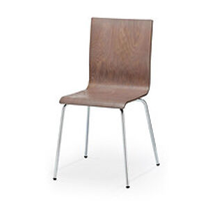 BRW Jídelní židle: K167 HALMAR - sklo/kov: chrom preglejka svetlohneda