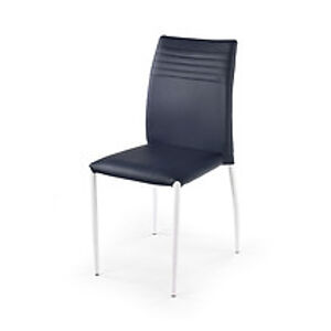 BRW Jídelní židle: K168 HALMAR - poťahový materiál: eco koža - čierna, HALMAR - sklo/kov: biela