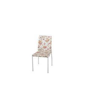 BRW Jídelní židle: K169 HALMAR - poťahový materiál: Nábytková látka - béžová vzor kvety, HALMAR - sklo/kov: biela