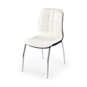 BRW Jídelní židle: K171 HALMAR - poťahový materiál: eco koža - bielo čierna, HALMAR - sklo/kov: chróm