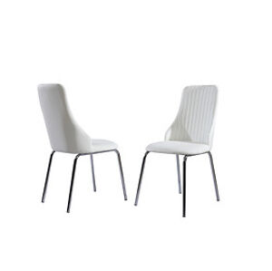 BRW Jídelní židle: K172 HALMAR - poťahový materiál: eco koža - biela, HALMAR - sklo/kov: chróm