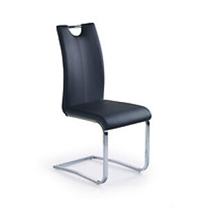 BRW Jídelní židle: K174 HALMAR - poťahový materiál: eco koža - svetlohnedá, HALMAR - sklo/kov: chróm