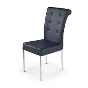 BRW Jídelní židle: K176 HALMAR - poťahový materiál: eco koža - čierna, HALMAR - sklo/kov: chróm