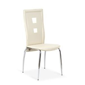 BRW Jídelní židle: K25 HALMAR - poťahový materiál: PVC - béžová, HALMAR - sklo/kov: chróm