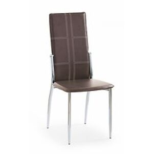 BRW Jídelní židle: K47 HALMAR - poťahový materiál: PVC béžovo - čierna, HALMAR - sklo/kov: chróm