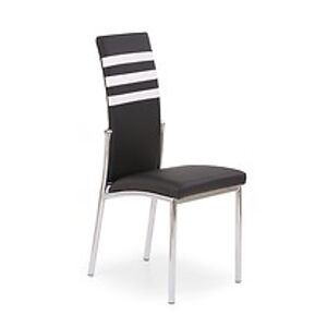 BRW Jídelní židle: K54 HALMAR - poťahový materiál: eco koža - čierno krémová, HALMAR - sklo/kov: chróm