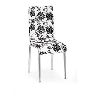 BRW Jídelní židle: K56 HALMAR - poťahový materiál: eco koža - vzor kvety, HALMAR - sklo/kov: chróm