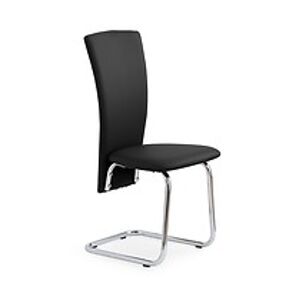BRW Jídelní židle: K74 HALMAR - poťahový materiál: eco koža - čierna, HALMAR - sklo/kov: chróm