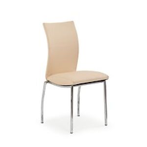 BRW Jídelní židle: K76 HALMAR - poťahový materiál: eco koža - béžova, HALMAR - sklo/kov: chróm