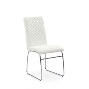 BRW Jídelní židle: K92 HALMAR - poťahový materiál: eco koža - biela, HALMAR - sklo/kov: chróm