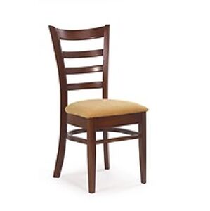 BRW Jídelní židle: K98 HALMAR - poťahový materiál: Nábytková látka - krémova, HALMAR - drevo: orech tmavý