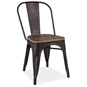 Jídelní židle: SIGNAL LOFT SIGNAL - stoličky: drevo - tmavý orech/ kov - grafit