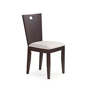 BRW Jídelní židle: velni HALMAR - poťahový materiál: Nábytková látka - krémova, HALMAR - drevo: orech tmavý