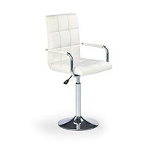 Barová židle: HALMAR Gonzo HALMAR - poťahový materiál: eco koža - biela, HALMAR - sklo/kov: chróm