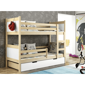 Elvisia Patrová postel DAVE s roštem | borovice/bílá 80 x 180 cm