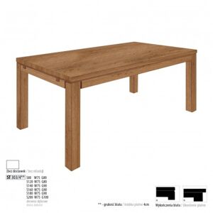 Drewmax Jídelní stůl - masiv ST303 - tloušťka 4 cm / dub Provedení: E 180 x 75 x 90 cm