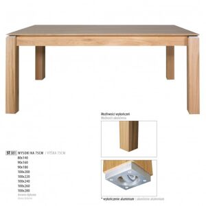 Drewmax Jídelní stůl - masiv ST381 / dub Provedení: C 90 x 75 x 180 cm