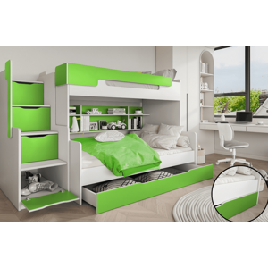 ArtBed Dětská patrová postel HARRY | bílá/zelená